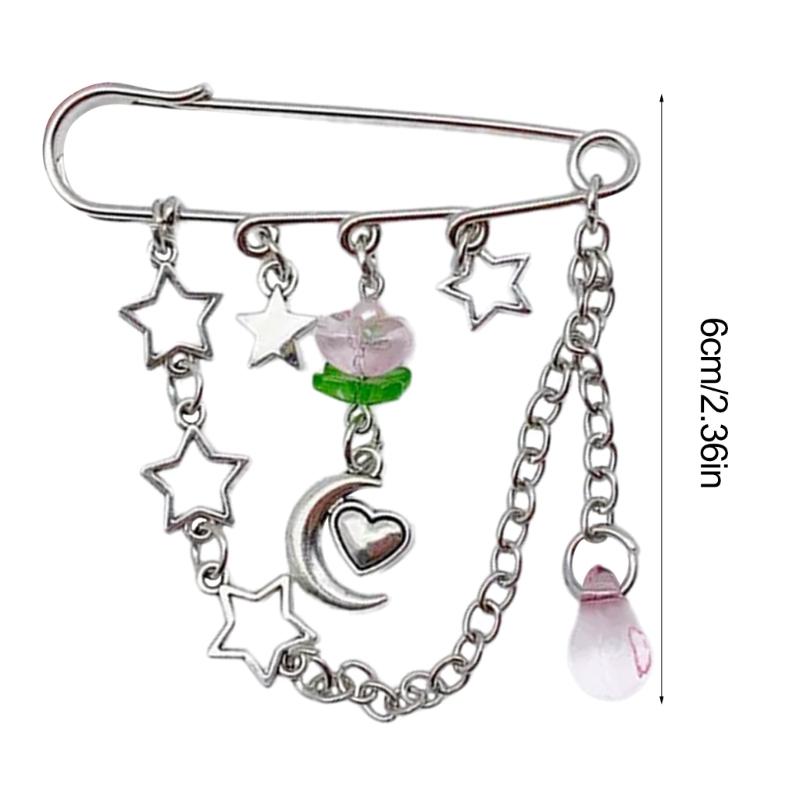 Flower Pin Clothing Jewelry Sweater Shawl Clip Decorative Chain Pin Alloy Material Clasp Pin Lapel Pin for Daily Party