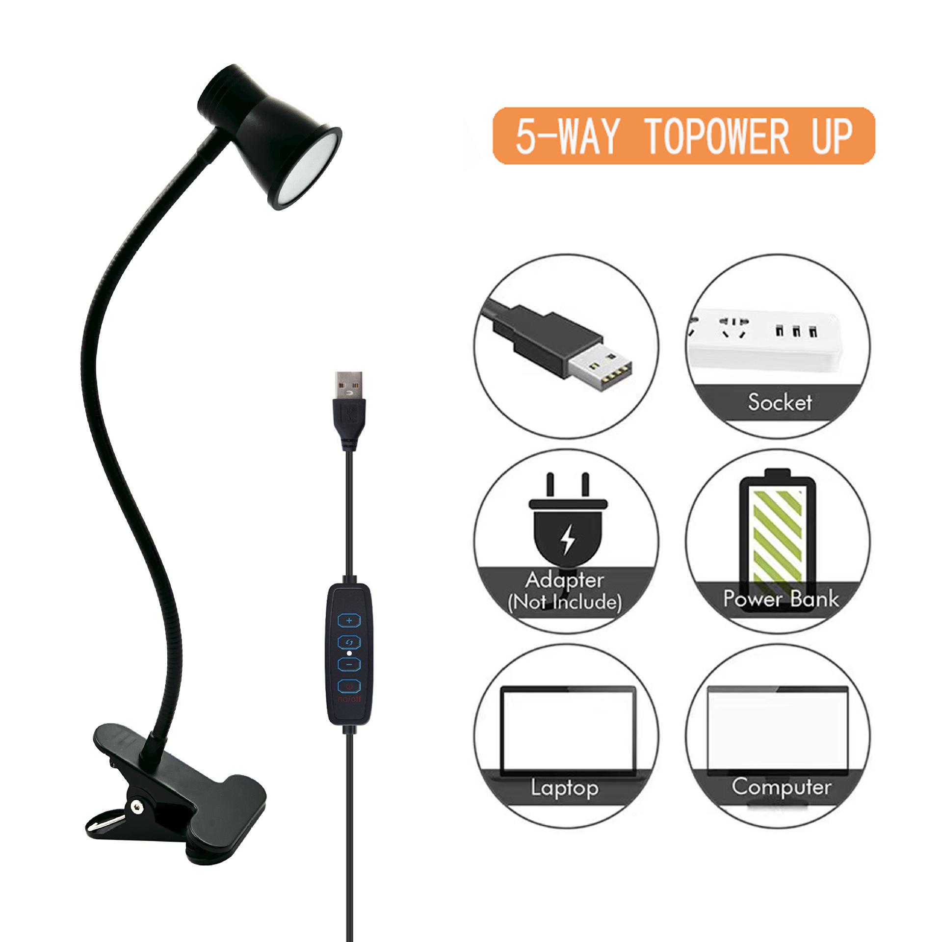 

LED Clip-On Desk Lamp: Eye Protection, USB Rechargeable & Night Light 3-5W Black Appearance