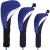 Zwarte Golfclub Hoes voor Driver Fairway 3 Stuks Hout Headcovers, Golf Accessoires Hybride Head Covers Set met Verwisselbare Tags 3 4 5 7 X