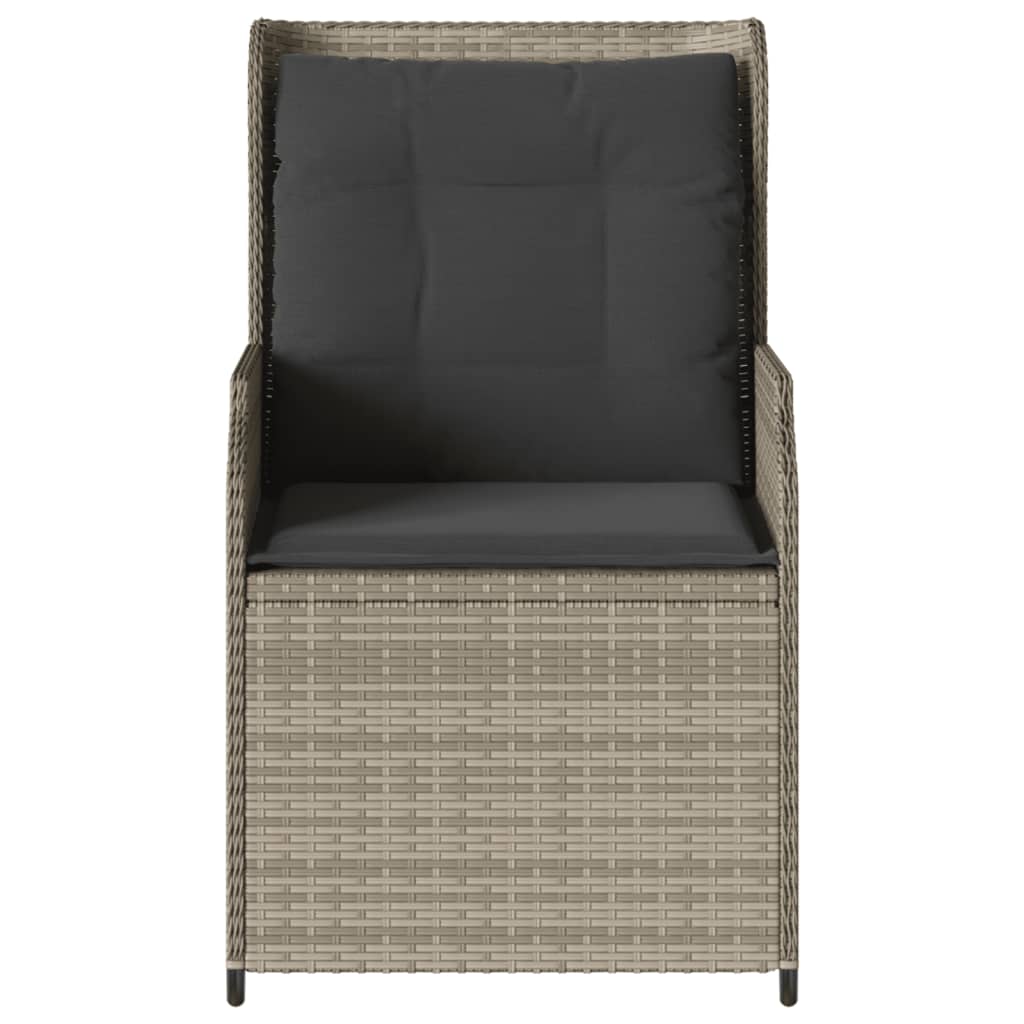 Garden Chair with Cushions 2 Pcs. Adjustable Light Gray Poly Rattan