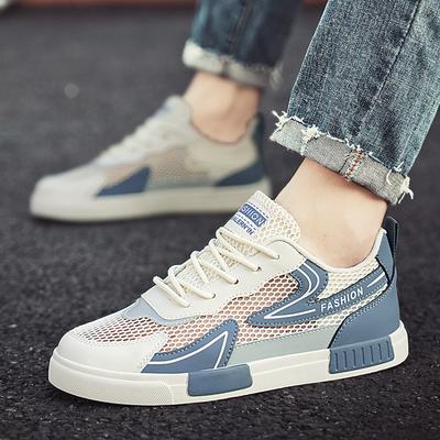 Summer Hollow Breathable Mesh Panel Shoes Low-cut Lace-up Large Size Casual Shoes Fashion Youth Student Sports Shoes