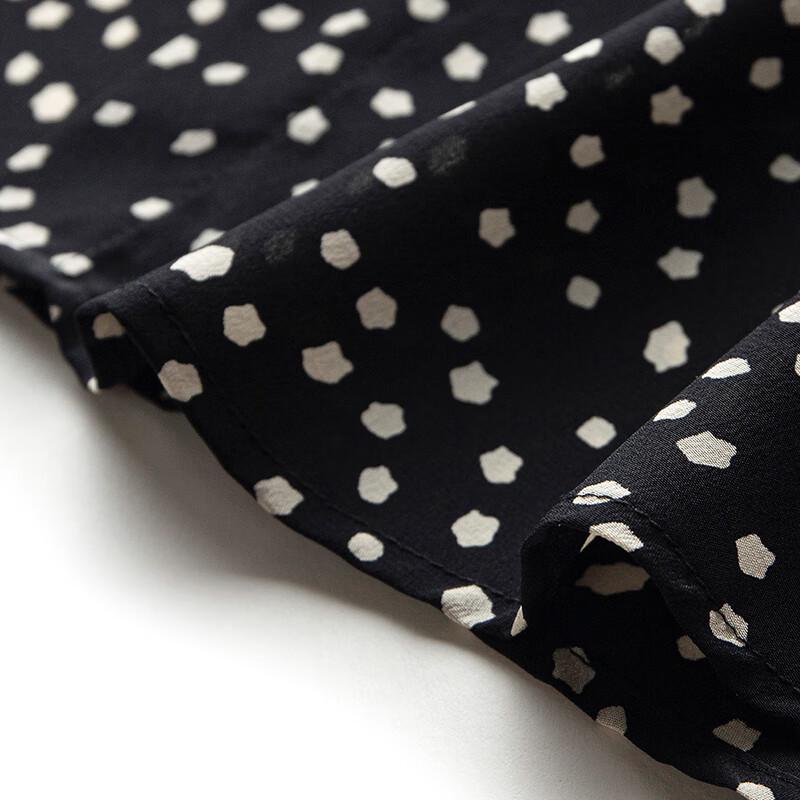 TUHUANG Women's 100% Silk Polka Dot Midi Dress