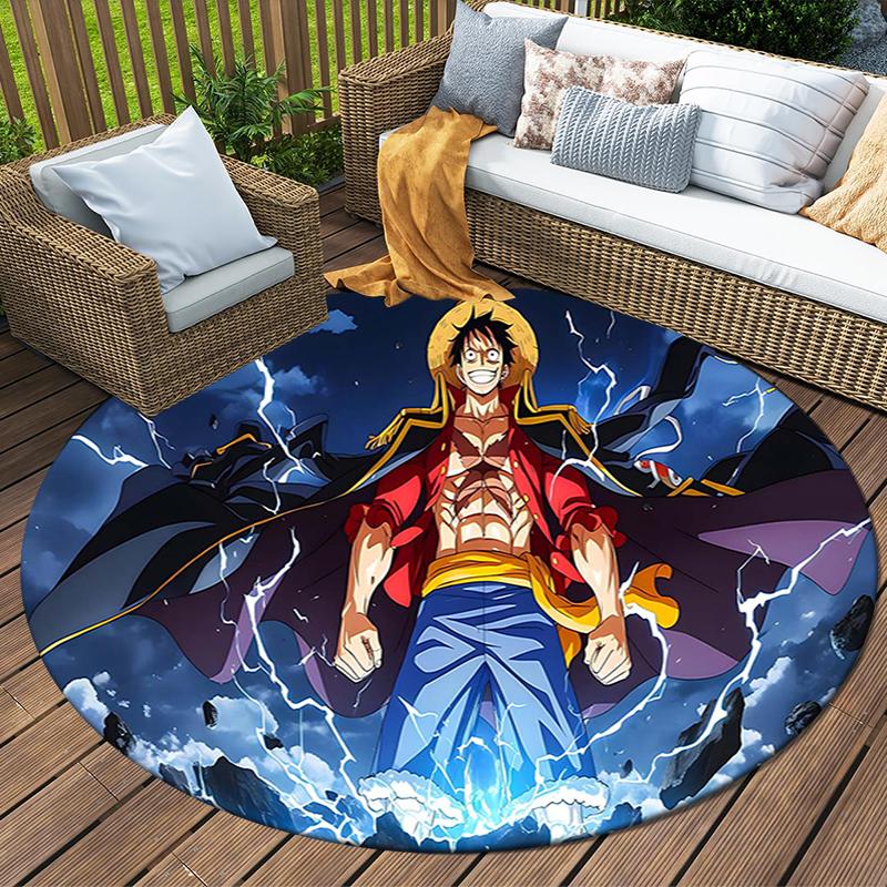 1Pc Powerful Storm Hero Flannel Round Rug Soft Non Slip Circular Office Carpet Floor Mat Bedroom Living Room Xmas Gift S1712