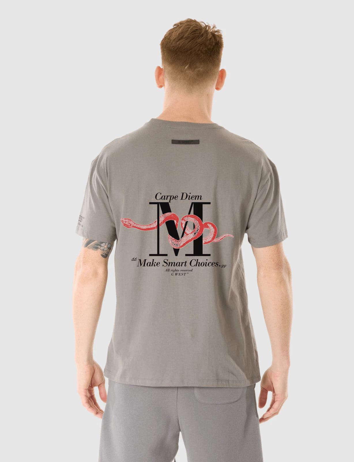 G WEST CARPE DIEM T-SHIRT - CHARCOAL GRAY M