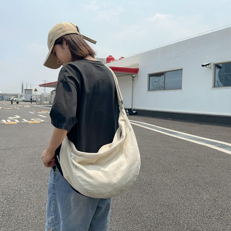 Leichte Cordtasche für Damen, einfarbig, Umhängetasche für Herren, Reise-Umhängetasche
