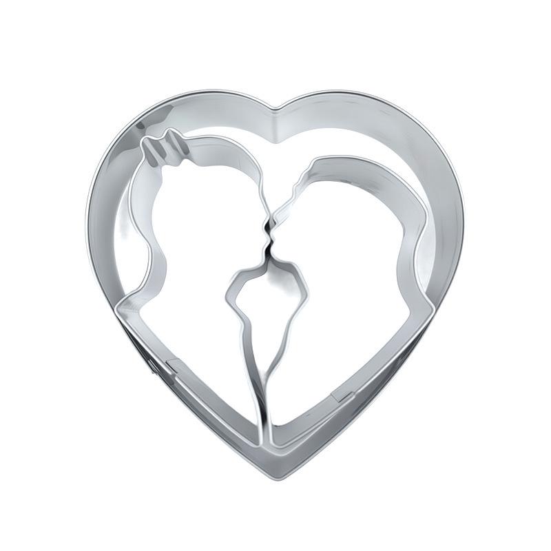Stainless Steel Bride & Groom Cookie Mold Set - 2 Pieces for Valentine s, Wedding, and Pastry Baking 1 set: Heart, Bride & Groom (OPP bag) серебряный