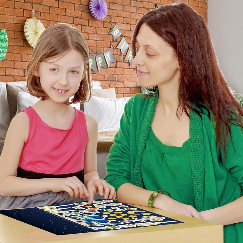 Eid Mubarak DIY Stickers 12Sheets Ramadan Moon Castle Elements Wall Decals Kids Puzzle Game Toys Islam Muslim Party Supplies