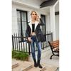 Long-sleeved plus velvet leather jacket women's lapel double-headed zipper belt warm jacket