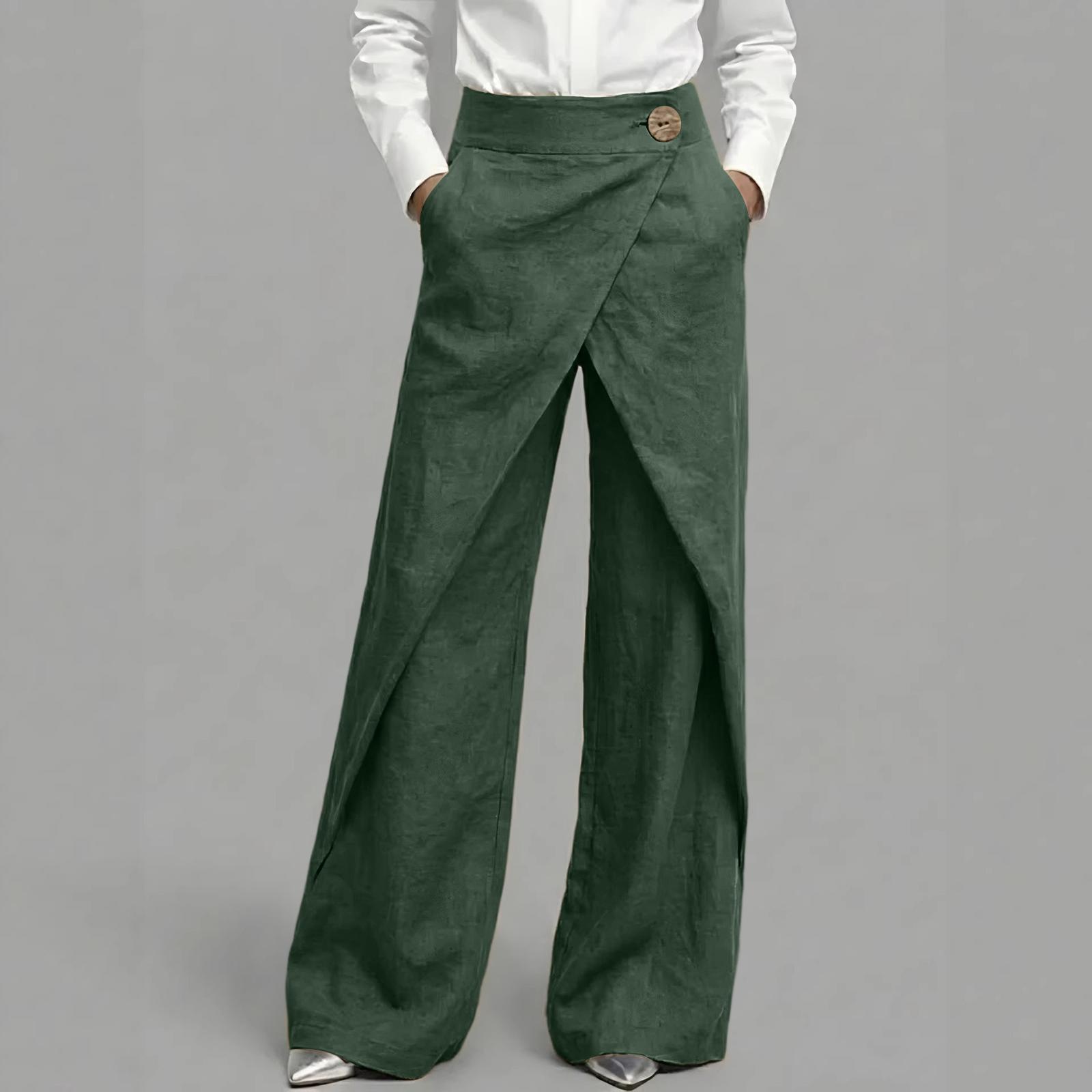 Ladies  Color Casual Pants, Fashionable And Trendy Cotton And Linen Pants M