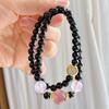 6Mm Natural Black Agate Powder Crystal Strawberry Crystal Multi-Circle Design Bracelet Bracelet
