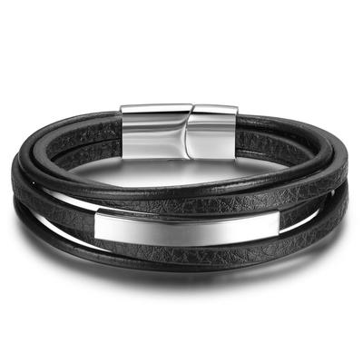 Náramky & Manžety Nerezová ocel Kožený náramek Pánské šperky Punkový pánský náramek Černý 22cm Přívěsky Módní manžety (Ba101879 )