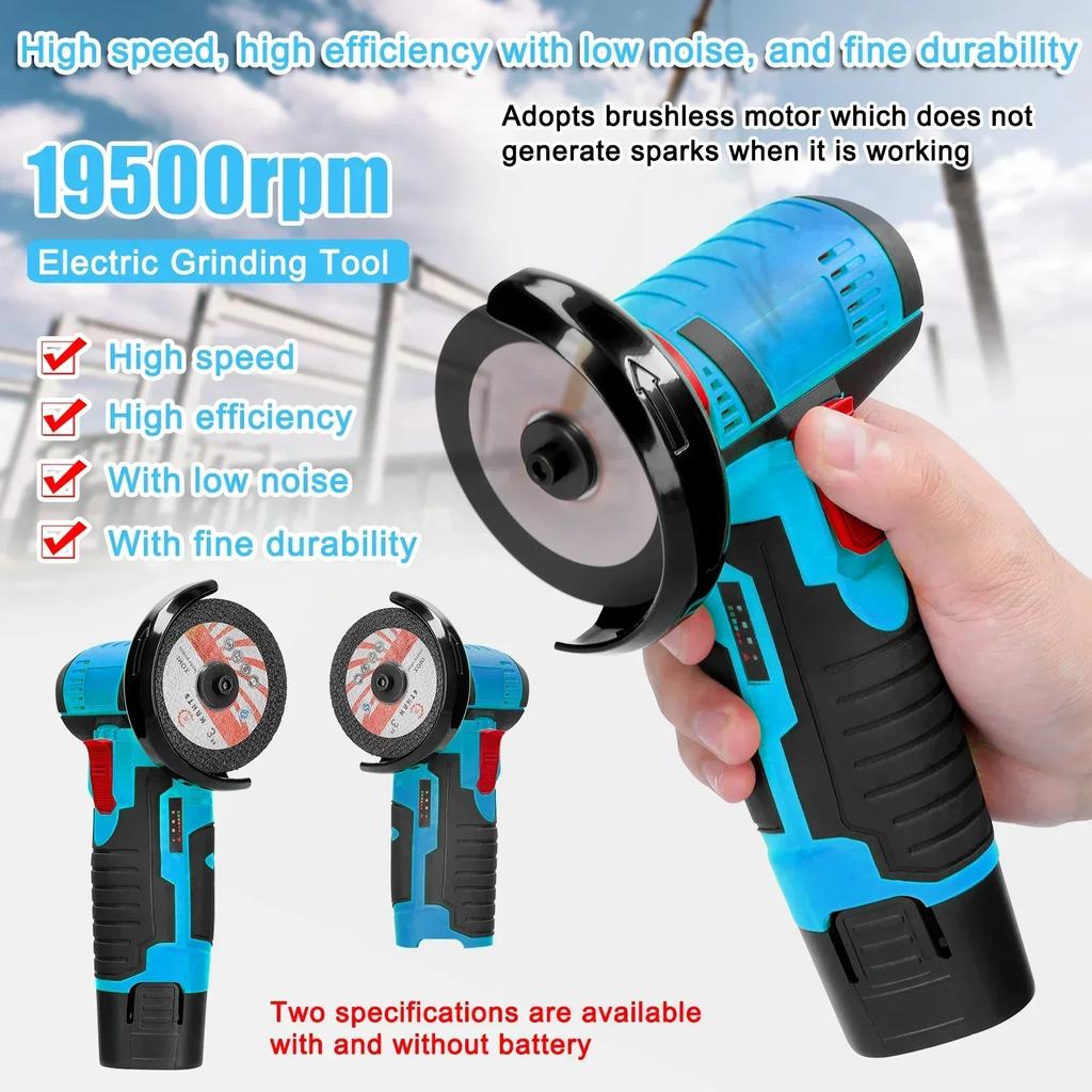 12V Cordless Electric Angle Grinder 800W 19500rpm Lithium Battery Polishing Grinding Machine Diamond Cutting Power Grinder