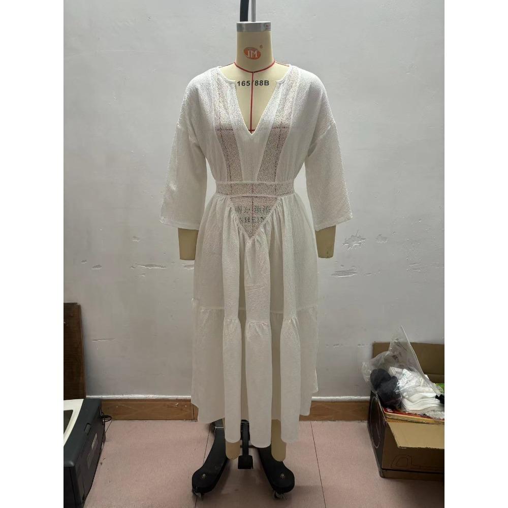 Dress Splicing Beach Seaside Vacation Hollow