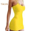 Women Slip Dress for Club Party Beach Spaghetti Strap Sheath Slim Fit Dress Sleeveless Backless Strappy Dress Solid Color Summer Mini Dress