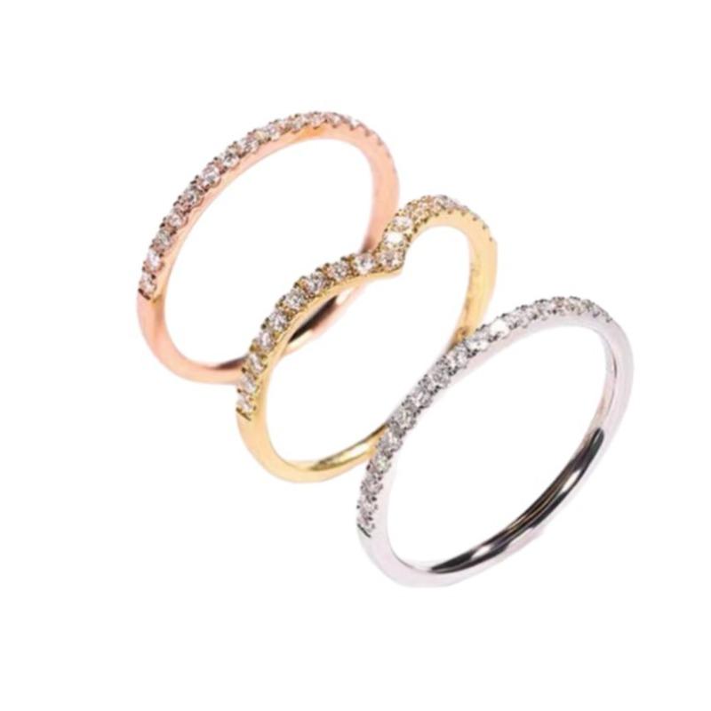 Electroplated Zircon Ring, Micro-set Diamond V-row Diamond Wedding Ring Set, Ring Jewelry.
