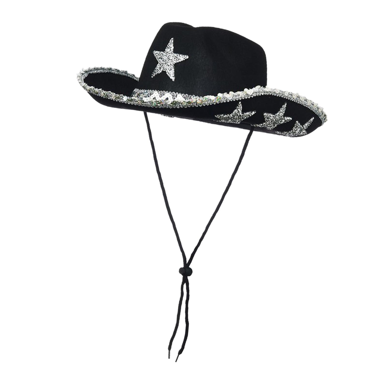 

Western Cowboy Hat Sun Protection Wide Brim Cap Western Style Fitness Costume Accessories Party Hat for Weeding Holiday Adults чёрный