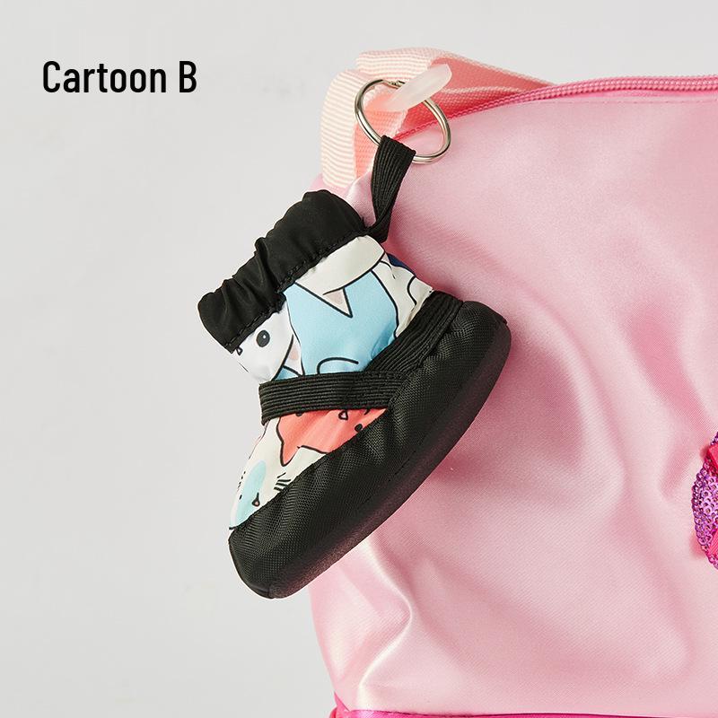 Ballet Warm Plush Keychain Dance Shoes: Women's Velvet Quilted PU Practice Shoes