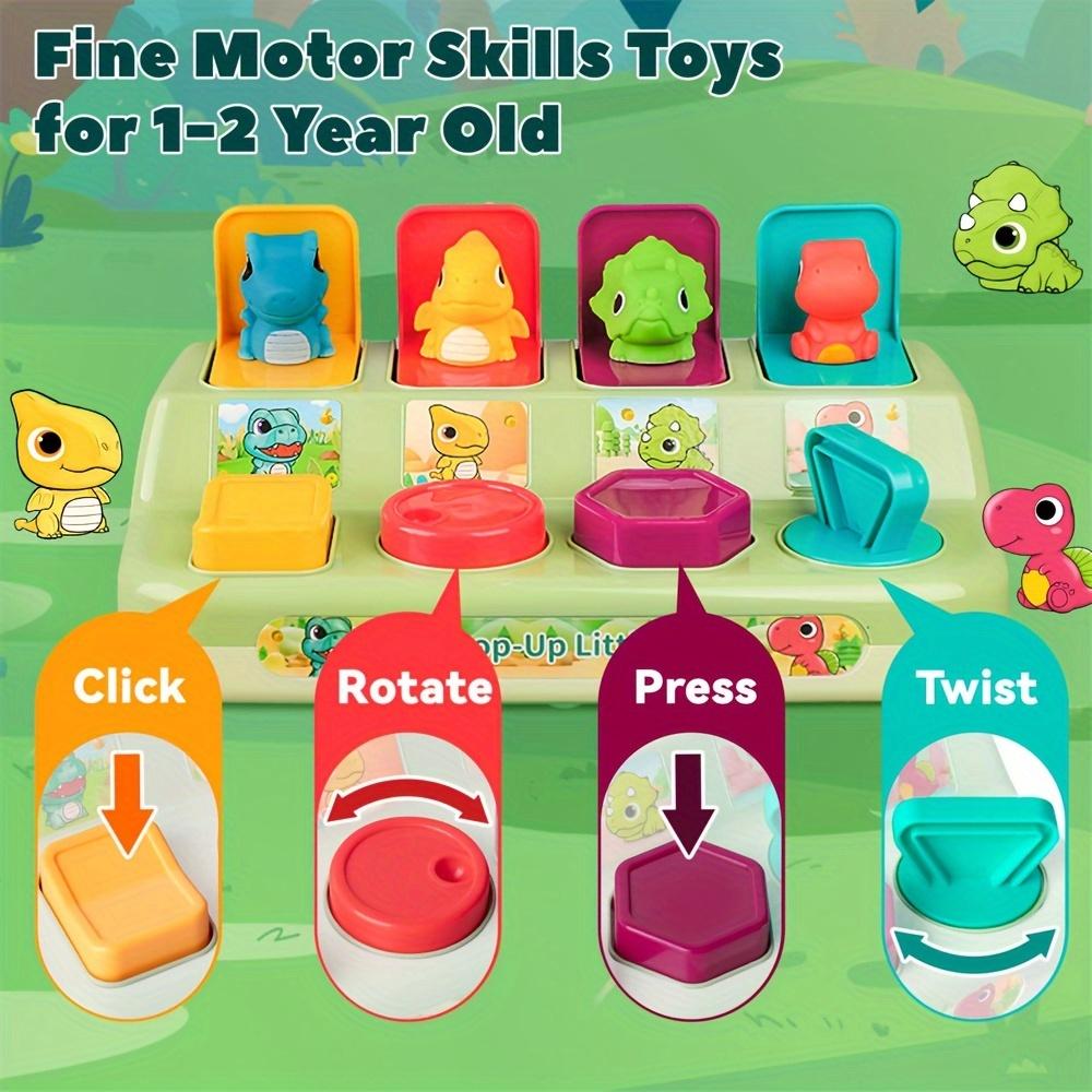 Interactive Pop-Up Animals Toy with Dinosaur Surprise, Cause and Effect Game for Color Sorting, Christmas Birthday Gift