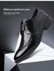 Men's Formal High-End Cowhide Leather Slip-On Shoes with Automatic Buckle and Breathable Pointed Toe Design