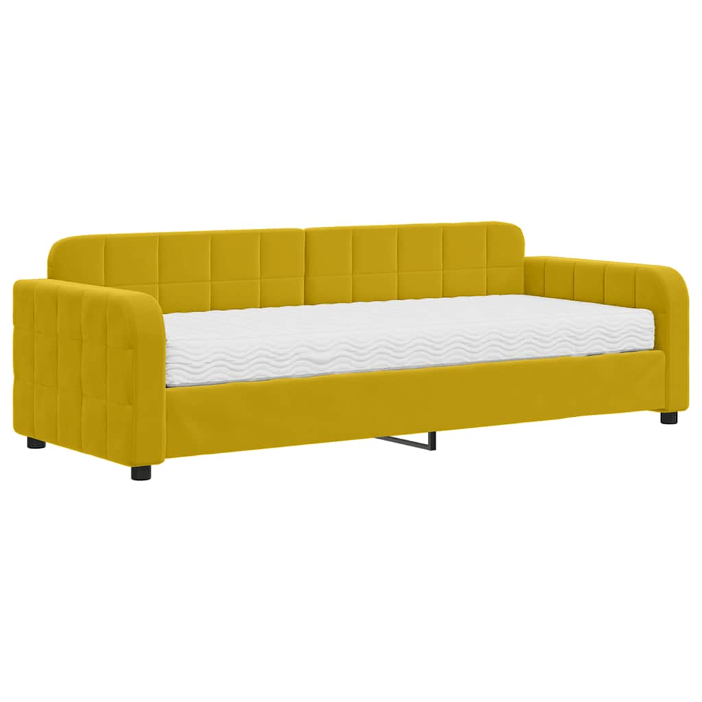 Daybed with Mattress Yellow 80 X 200 Cm Velvet