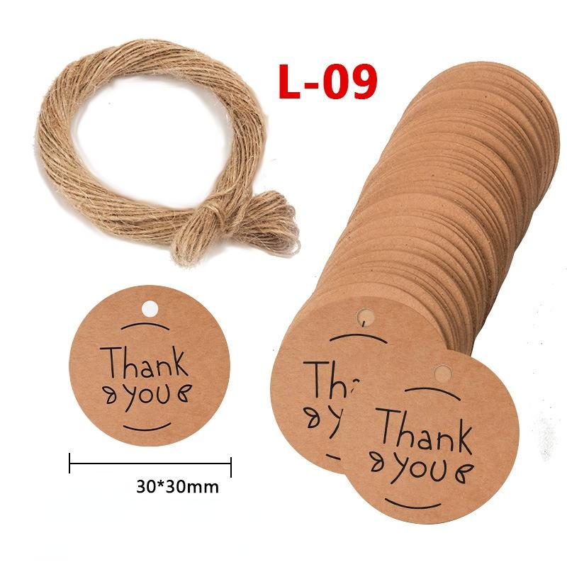 About 50PCS Kraft Paper Tags DIY Handmade/Thank You Multi Style Crafts Hang Tag With Rope Labels Gift Wrapping Supplies Wedding Favors