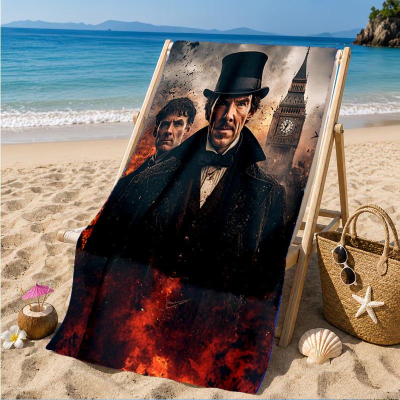 Sherlock Victorian Mystery Beach Towel, Microfiber Beach Towel, Perfect For Pool, Beach, Travel, Home Decor Beach Party Fan Gifts