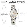 Oidea Ladies' Analog Quartz Watch Luminous Dial Date Day Waterproof Stainless Steel Band Silver