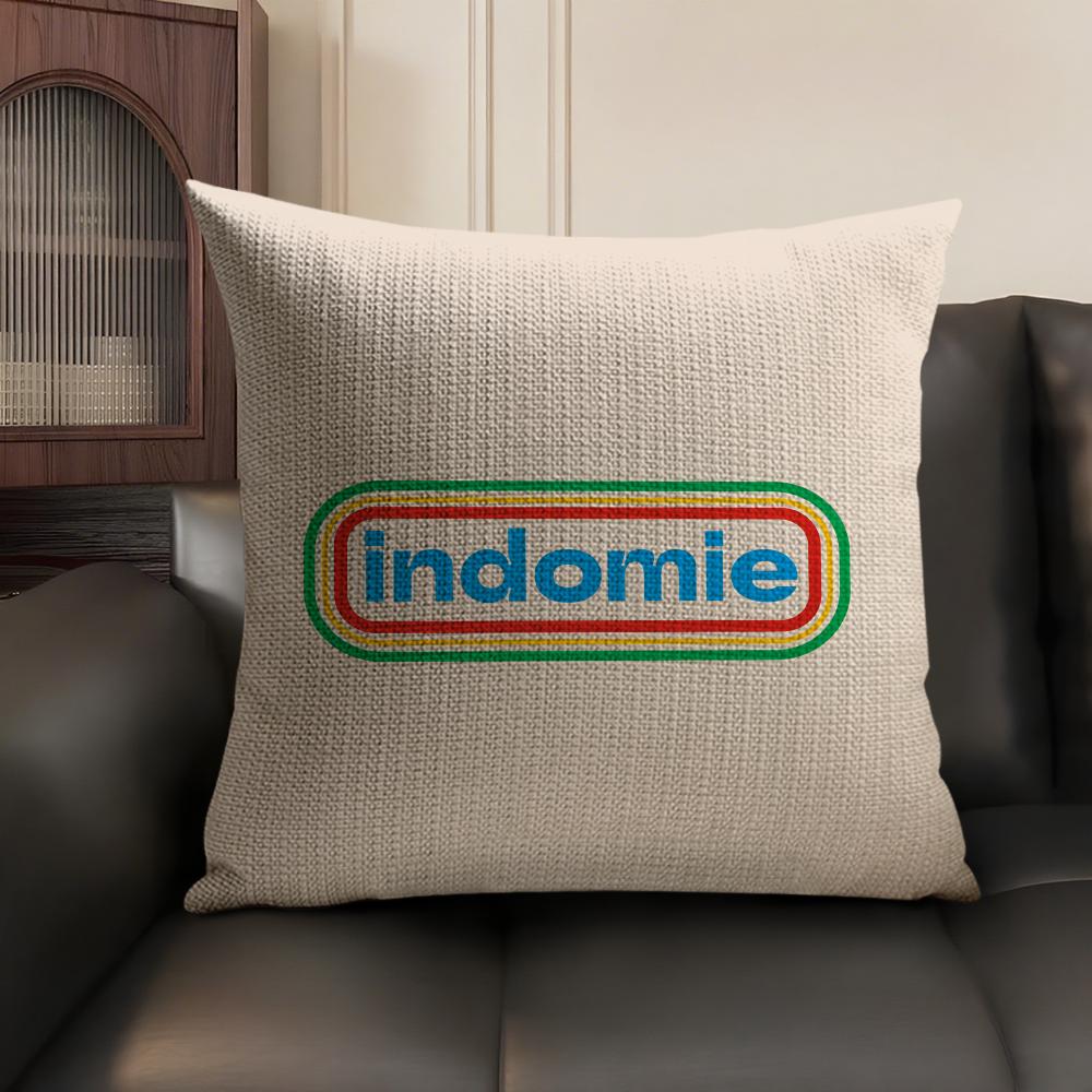 Voedsel Logo Fast Food I-Indomie Schattige Kussensloop Dubbelzijdige Bedrukking Kort Pluche Bank Kussenhoes Slaapkamer Nachtkastje Kussen