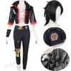 Arcane Vi Cosplay Costume Black Wig Hair For Anime Underground Fighter Vi Cosplay Leather Jacket Black Suits Role Play Outfits