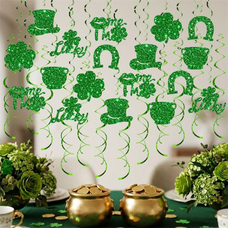 Quick Setups No Tools Needed Helical Shamrock Hanging Decoration for Fast Party Decoration on . Patrick's Festivities
