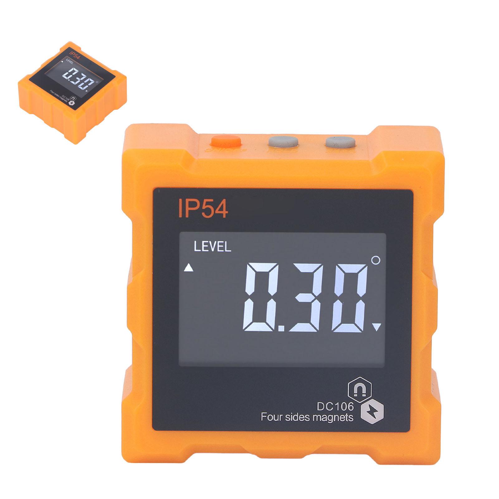 IP54 Angle Finder 4 degrees LCD Digital Display 4 Side Strong Magnetic Angle Gauge Inclinometer 360 degrees 1300mAh