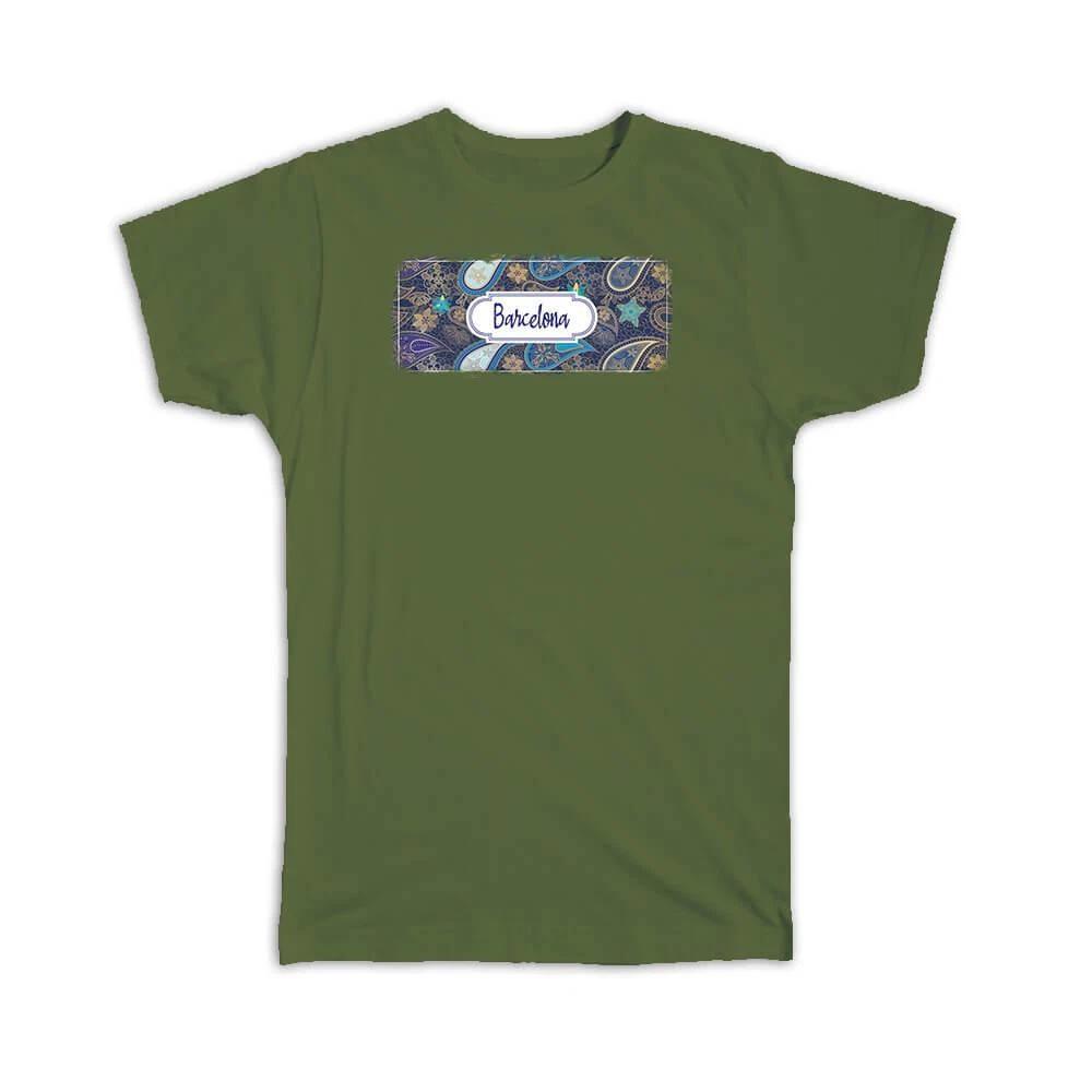 Gift T-Shirt : Barcelona Spain Paisley Souvenir Tourism L