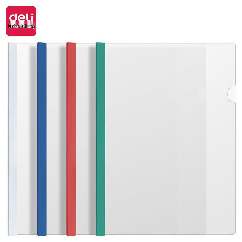 Deli A4 Transparent Slide Bar Report Covers, 14mm, 10-Pack