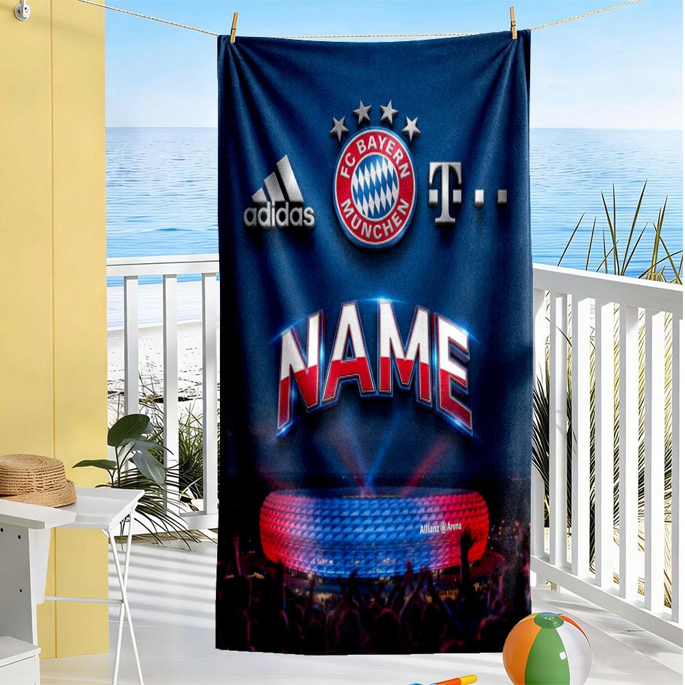 Bayer Munich Soccer Fan Customize Text Beach Towel High Absorbency & Quick-Dry Perfect for Traveling Yoga Camping and Swimming