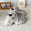 Spring Women's Sneakers New Round Toe Lace-Up Platform Casual Heightened Platform Breathable Single Shoes