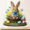 2D Flat Bohemian Style Rabbit Acrylic Desktop Decoration, Flowers and Eggs Design, Suitable for Wall Decoration, Porch, Room, Villa, Accents Home, Hal