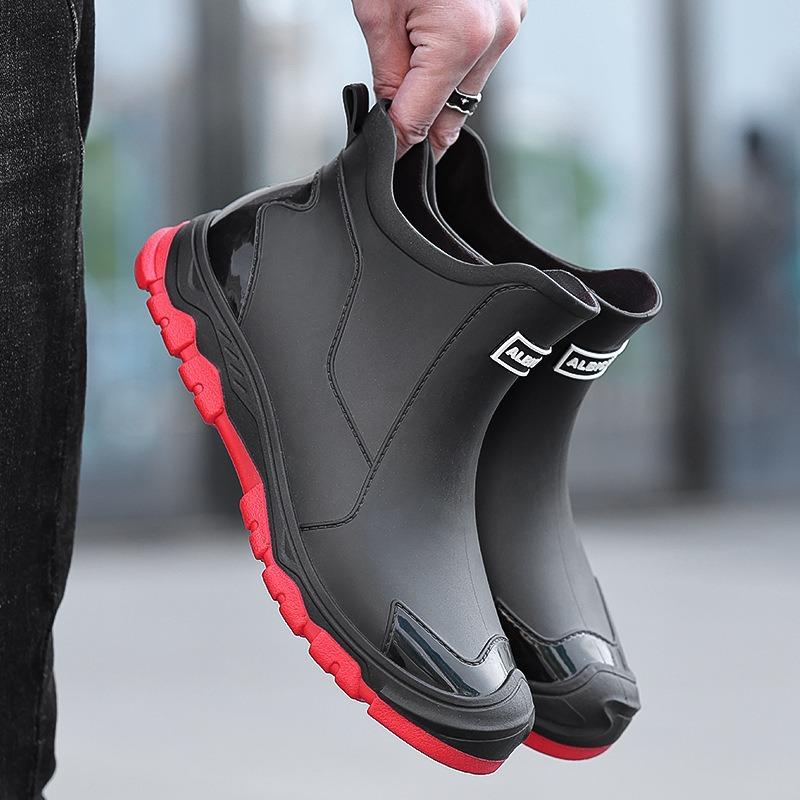 Environmental protection material men's and women's rain shoes outdoor short water shoes men's flat-bottomed warm rain boots fashion rubber shoes