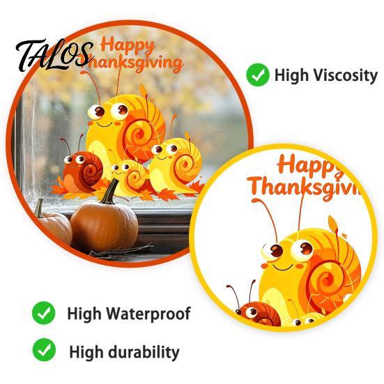 Fall Theme Decor Cartoon Snail Static Window Sticker for Thanksgiving Autumn Harvest Festival, Waterproof PVC Decal Home Ornaments Glass Doors