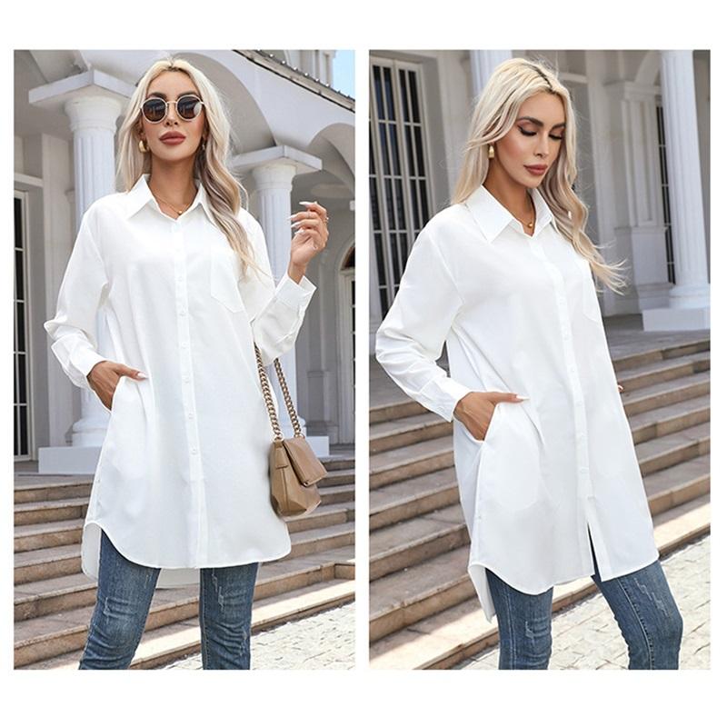 Women's Autumn Long Solid Colour Casual Temperament Long Sleeve Shirt Women