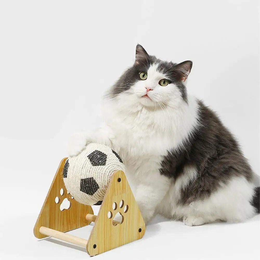 Wear-resistant Pet Scratcher Toy Wood Base Cat Grinding Paw Board Cat Scratching Ball  Cat Supplies