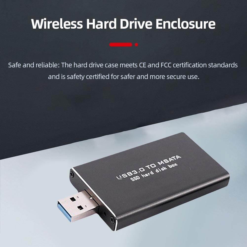 Mini SSD MSATA To USB 3.0 Hard Drive Case Wireless SSD Converter Adapter Enclosure PCI-E Supports 30*30/50 SSD
