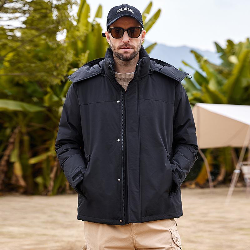 

Men s winter new down jacket outdoor cargo jacket men s white duck down youth hooded jacket M