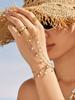 Fashion Niche Imitation Pearl Super Flash Zircon Bracelet Stainless Steel 18k Gold Plated High-end Female Finger Chain