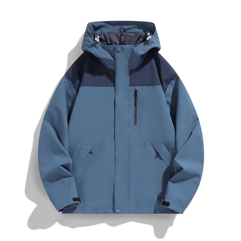 Printed Color-blocking Jacket for Men and Women The Same Style Spring and Autumn Trendy Waterproof Hooded Loose Couple Jacket for Men