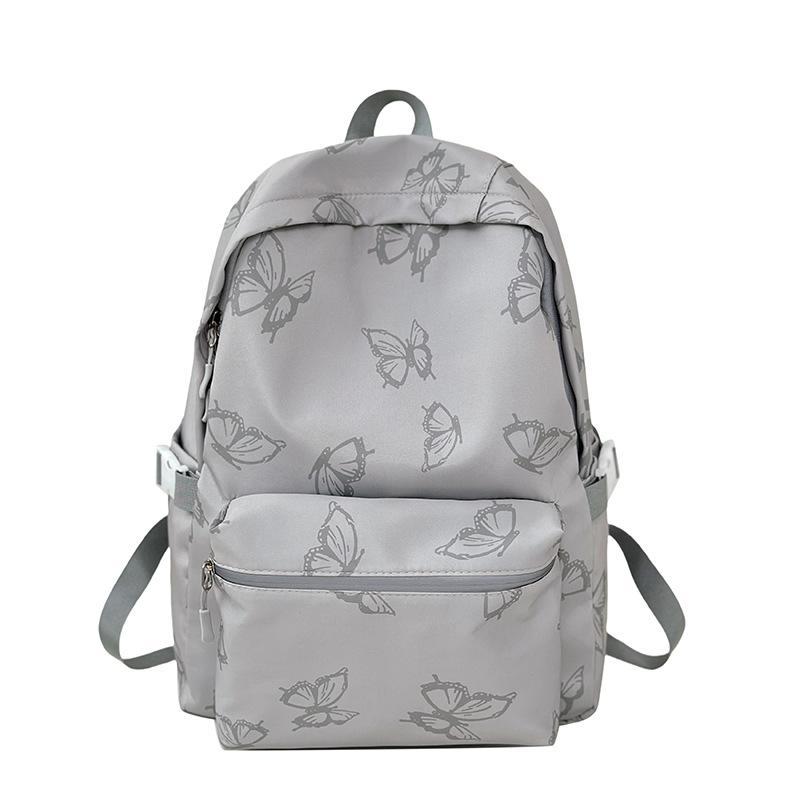 Backpack Female Versatile College Student Class School Bag Butterfly Casual Backpack Computer Niche Design Alphabet Middle School Student