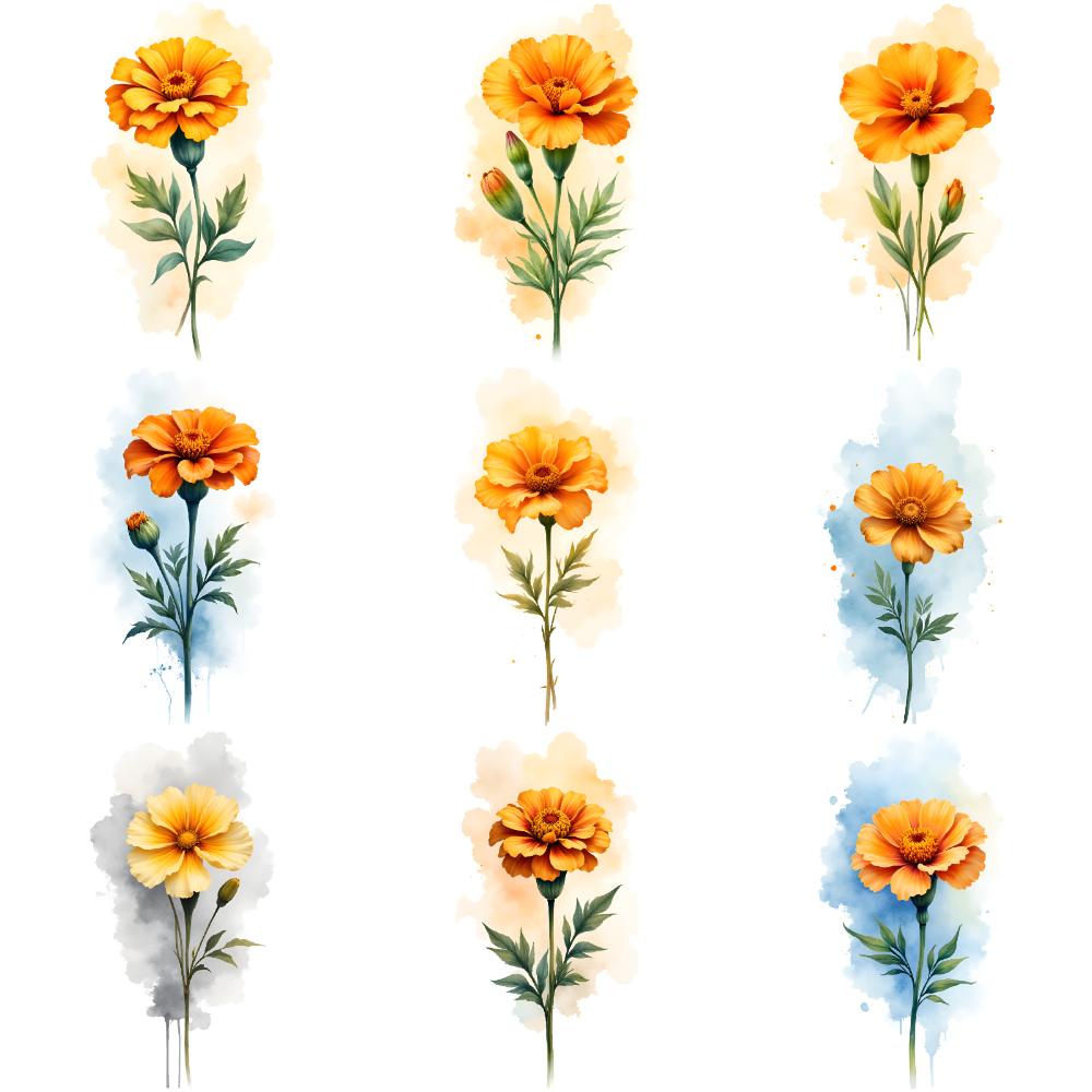 

9pcs Temporary Tattoo Floral Tattoos Watercolor Nature Tattoos Waterproof Long-lasting Body Stickers For Chest