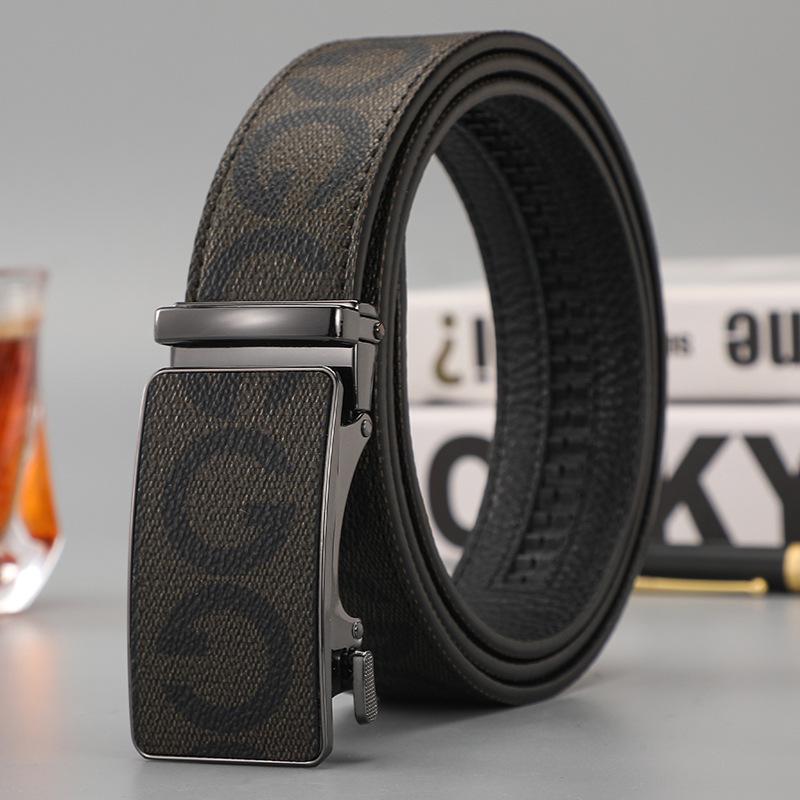 Men's Casual Patchwork Faux Leather Waist Belt with Letter Pattern