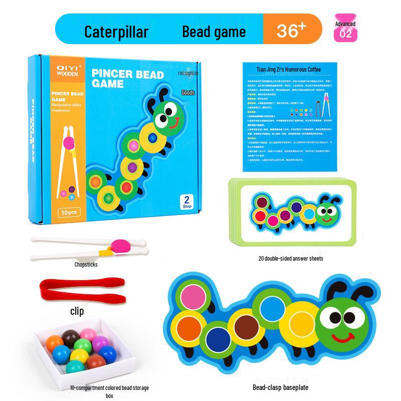 Wooden Educational Toys for Young Children: Early Learning, Parent-Child Interaction, Fruit, Color & Shape Recognition, Bead Threading