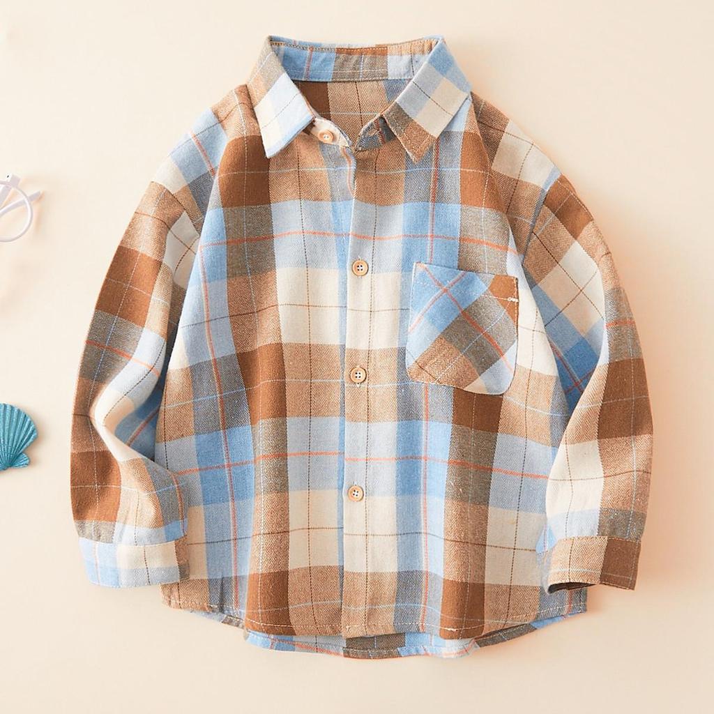 Plaid Long Sleeve Shirt for Older Boys & Girls - Versatile Spring/Autumn Children's Outerwear