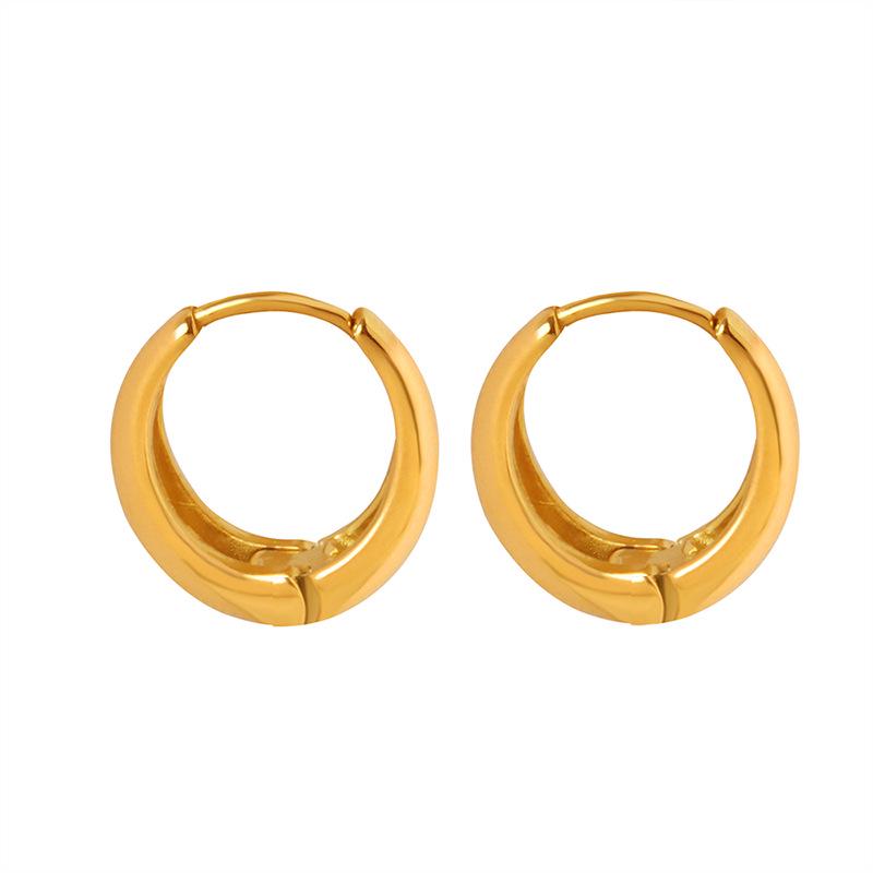 French-Inspired C-Shaped Minimalist Titanium Steel Earrings for Women